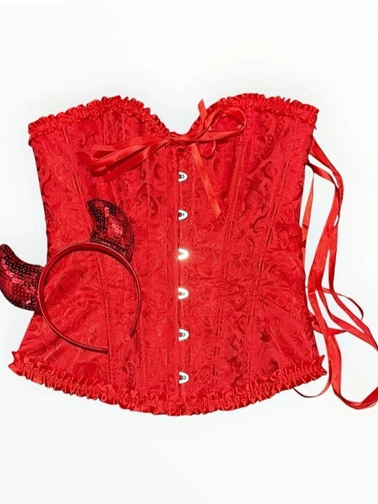 Tops - Red Lace-Up Corset